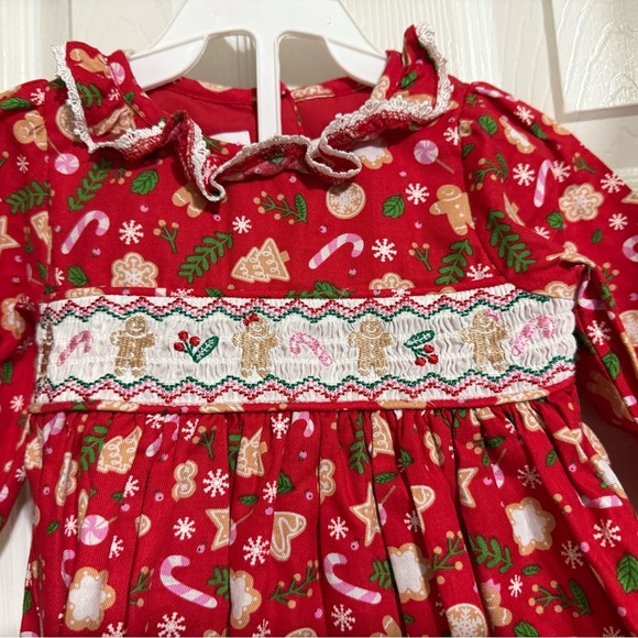New Bonnie Baby Smocked Christmas address & Diaper Cover - Picture 3 of 10